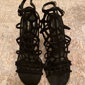 Sergio Rossi Black Suede Puzzle Sandal